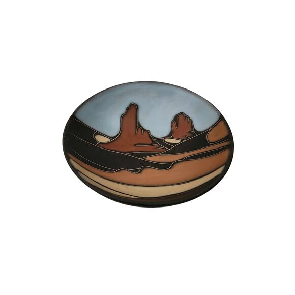 Tabletops Gallery Set 2 Navajo Hand Painted Sedona Red Rock Salad Plate & Bowl - Picture 3 of 5